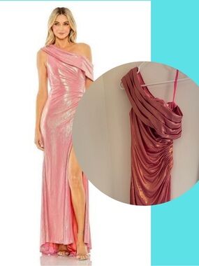 One-Shoulder Shimmer Pink Evening Gown